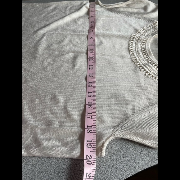 Jones New York Cream Silky Knit Cap Sleeve Sweater Size XL - Picture 7 of 8